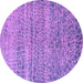 Round Machine Washable Abstract Purple Modern Area Rugs, wshabs5350pur