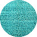 Round Machine Washable Abstract Light Blue Modern Rug, wshabs5350lblu