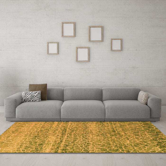 Machine Washable Abstract Orange Modern Area Rugs in a Living Room, wshabs5350org