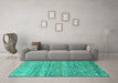 Machine Washable Abstract Turquoise Modern Area Rugs in a Living Room,, wshabs5350turq