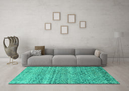 Machine Washable Abstract Turquoise Modern Area Rugs in a Living Room,, wshabs5350turq