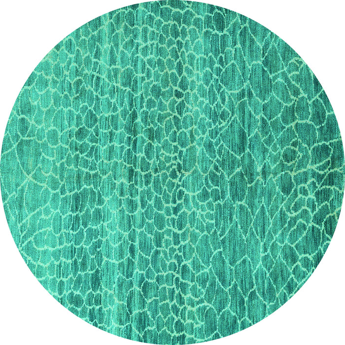 Round Abstract Turquoise Modern Rug, abs5350turq