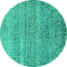 Round Abstract Turquoise Modern Rug, abs5350turq