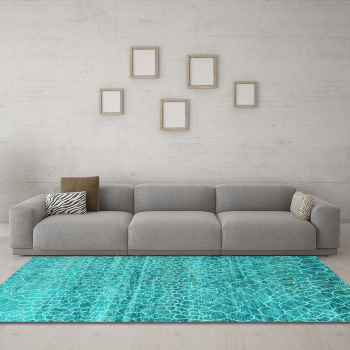 Machine Washable Abstract Light Blue Modern Rug in a Living Room, wshabs5350lblu
