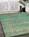 Abstract Dark Sea Green Modern Rug in Family Room, abs5350