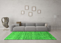 Machine Washable Abstract Green Modern Rug, wshabs5350grn