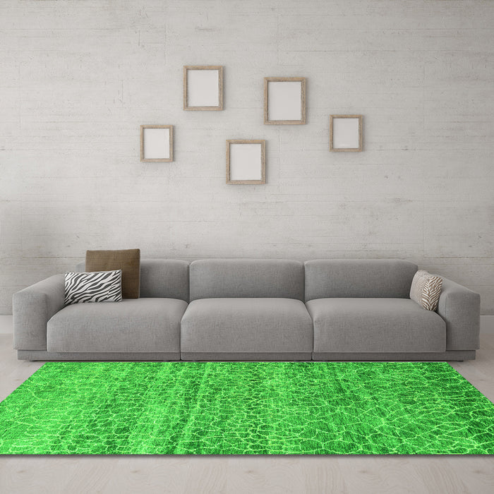 Machine Washable Abstract Green Modern Area Rugs in a Living Room,, wshabs5350grn