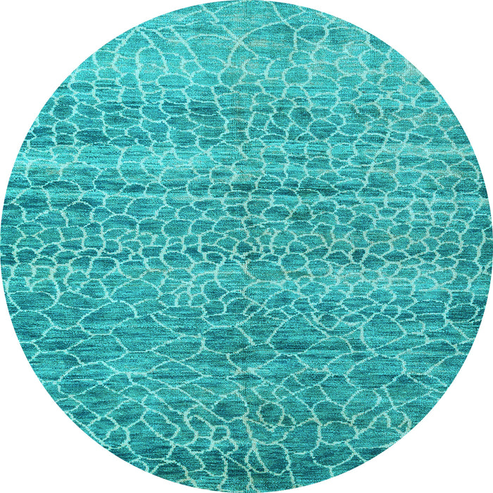Round Abstract Light Blue Modern Rug, abs5350lblu