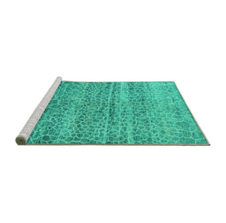 Sideview of Machine Washable Abstract Turquoise Modern Area Rugs, wshabs5350turq