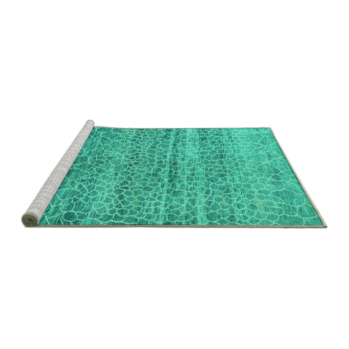 Sideview of Machine Washable Abstract Turquoise Modern Area Rugs, wshabs5350turq