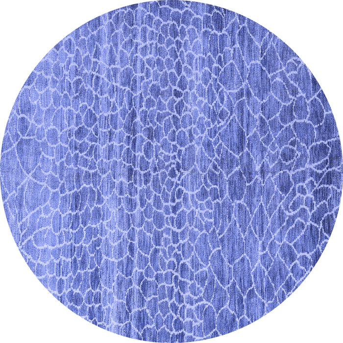 Round Abstract Blue Modern Rug, abs5350blu