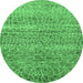 Round Abstract Emerald Green Modern Rug, abs5350emgrn