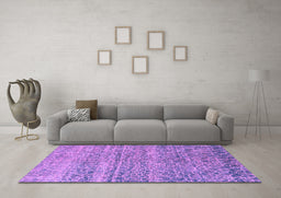 Machine Washable Abstract Purple Modern Area Rugs in a Living Room, wshabs5350pur