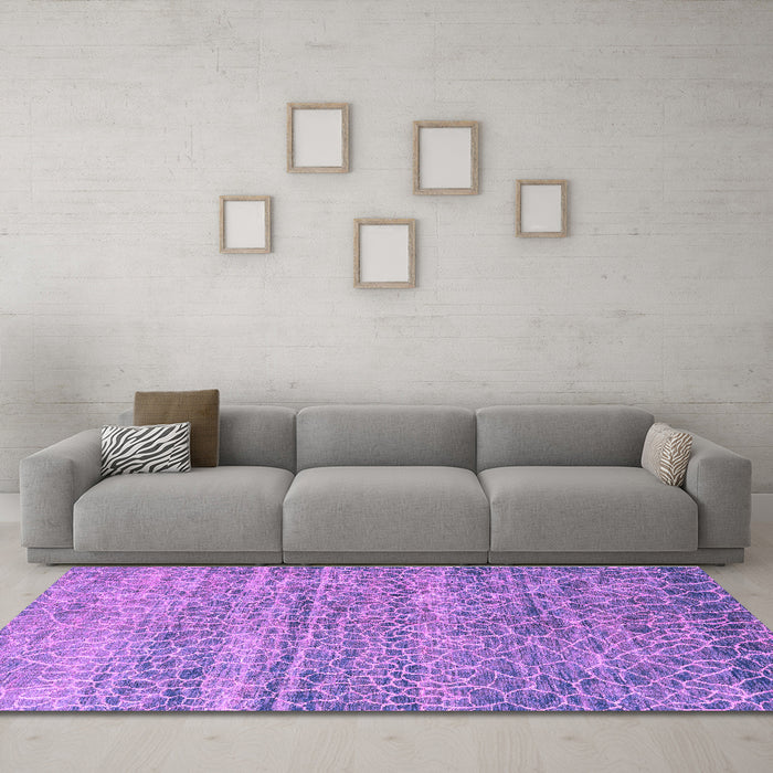 Machine Washable Abstract Purple Modern Area Rugs in a Living Room, wshabs5350pur