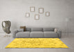 Machine Washable Solid Yellow Modern Rug in a Living Room, wshabs5351yw