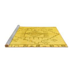 Sideview of Machine Washable Solid Yellow Modern Rug, wshabs5351yw