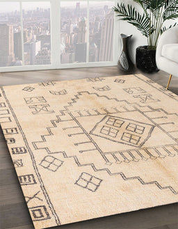 Machine Washable Abstract Brown Sugar Brown Rug in a Family Room, wshabs5351