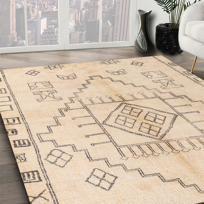 Machine Washable Abstract Brown Sugar Brown Rug in a Family Room, wshabs5351