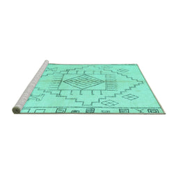 Sideview of Machine Washable Solid Turquoise Modern Area Rugs, wshabs5351turq