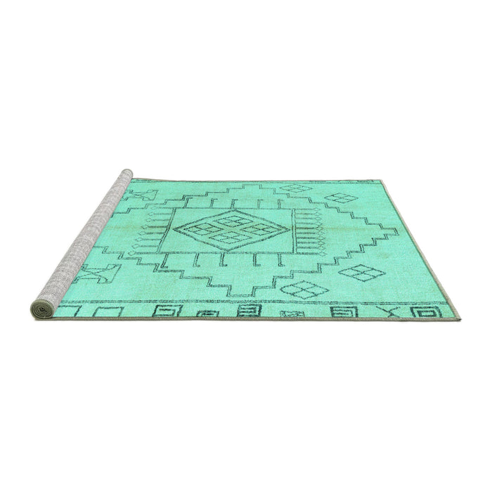 Sideview of Machine Washable Solid Turquoise Modern Area Rugs, wshabs5351turq