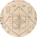 Round Abstract Brown Solid Rug, abs5351