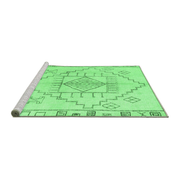 Sideview of Machine Washable Solid Emerald Green Modern Area Rugs, wshabs5351emgrn