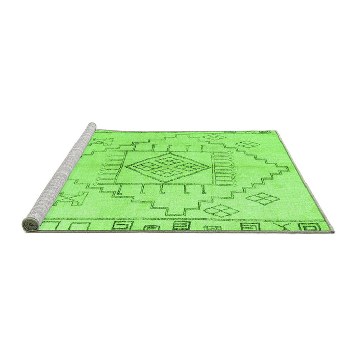 Sideview of Machine Washable Solid Green Modern Area Rugs, wshabs5351grn