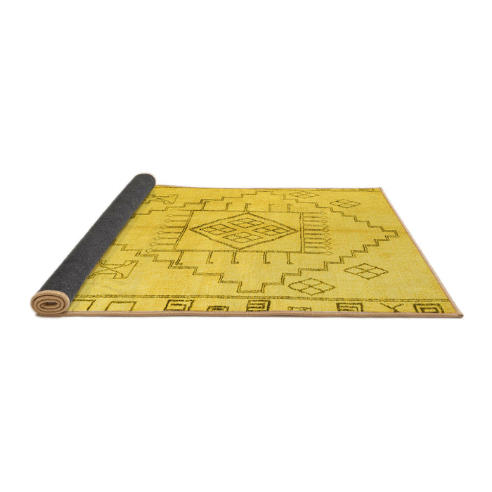 Sideview of Solid Yellow Modern Rug, abs5351yw