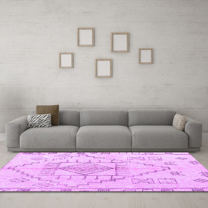 Machine Washable Solid Purple Modern Area Rugs in a Living Room, wshabs5351pur