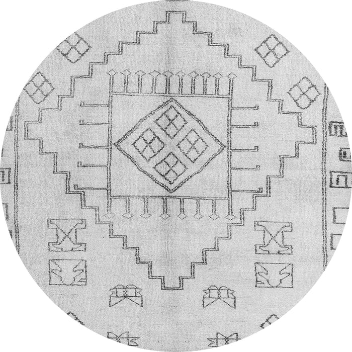 Round Machine Washable Solid Gray Modern Rug, wshabs5351gry