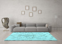 Machine Washable Solid Light Blue Modern Rug, wshabs5351lblu