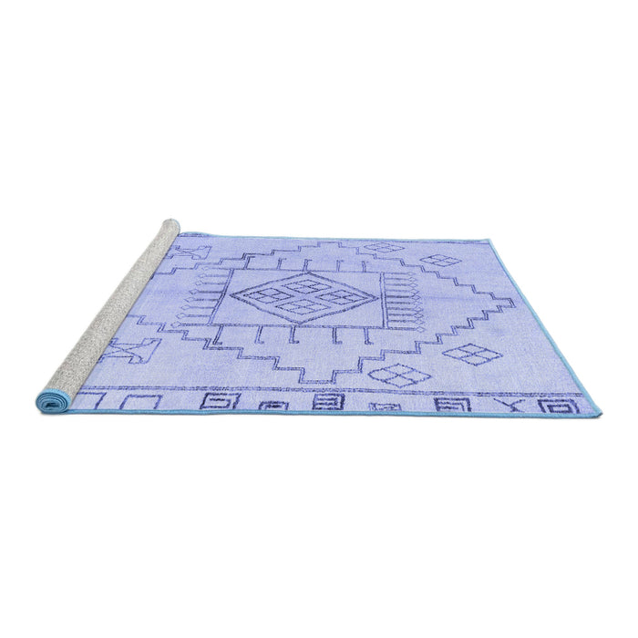 Sideview of Machine Washable Solid Blue Modern Rug, wshabs5351blu