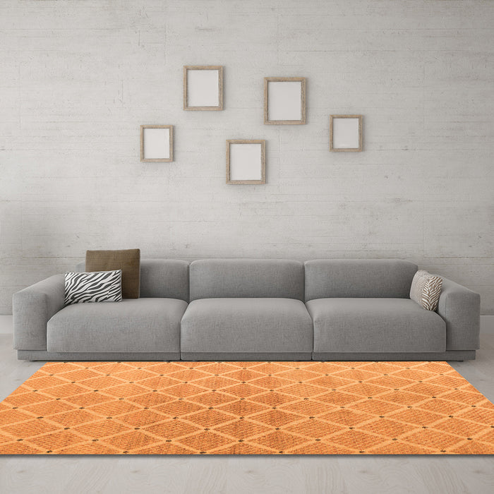 Machine Washable Abstract Orange Modern Area Rugs in a Living Room, wshabs5352org