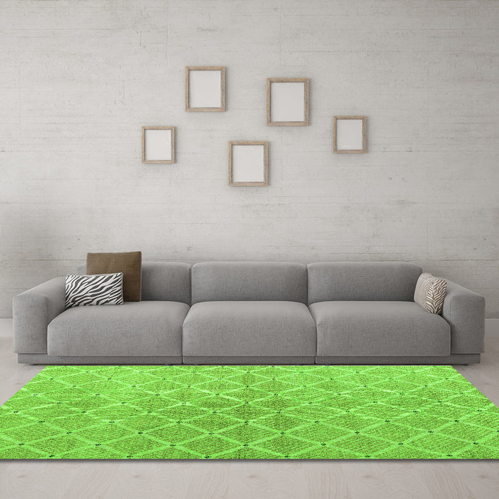 Machine Washable Abstract Green Modern Area Rugs in a Living Room,, wshabs5352grn
