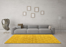 Machine Washable Abstract Yellow Modern Rug in a Living Room, wshabs5352yw