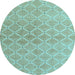 Round Machine Washable Abstract Light Blue Modern Rug, wshabs5352lblu