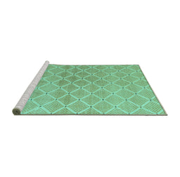 Sideview of Machine Washable Abstract Turquoise Modern Area Rugs, wshabs5352turq