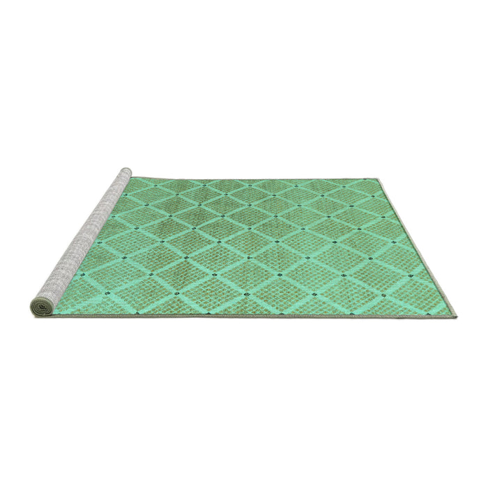 Sideview of Machine Washable Abstract Turquoise Modern Area Rugs, wshabs5352turq