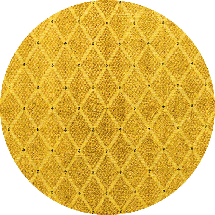Round Machine Washable Abstract Yellow Modern Rug, wshabs5352yw