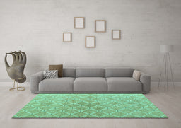 Machine Washable Abstract Turquoise Modern Area Rugs in a Living Room,, wshabs5352turq