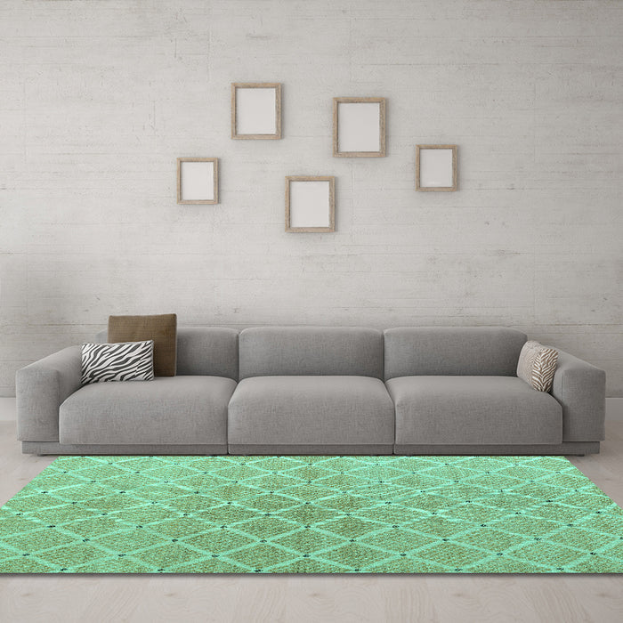 Machine Washable Abstract Turquoise Modern Area Rugs in a Living Room,, wshabs5352turq