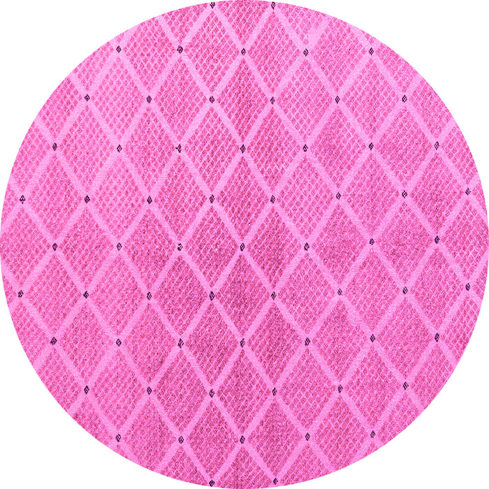 Round Machine Washable Abstract Pink Modern Rug, wshabs5352pnk