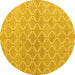 Round Abstract Yellow Modern Rug, abs5352yw