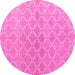 Round Abstract Pink Modern Rug, abs5352pnk