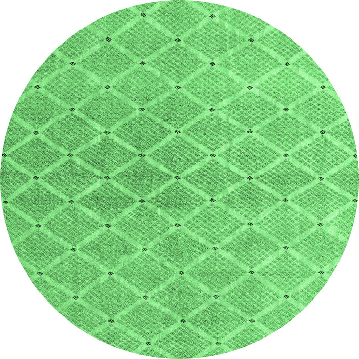 Round Machine Washable Abstract Emerald Green Modern Area Rugs, wshabs5352emgrn