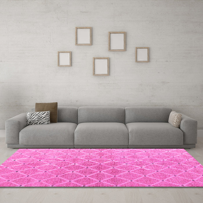 Machine Washable Abstract Pink Modern Rug in a Living Room, wshabs5352pnk