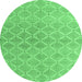 Round Abstract Emerald Green Modern Rug, abs5352emgrn