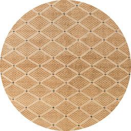 Round Machine Washable Abstract Orange Rug, wshabs5352