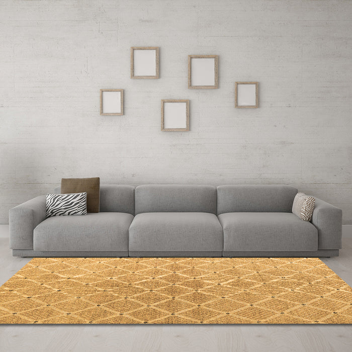 Machine Washable Abstract Brown Modern Rug in a Living Room,, wshabs5352brn