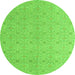 Round Machine Washable Abstract Green Modern Area Rugs, wshabs5353grn